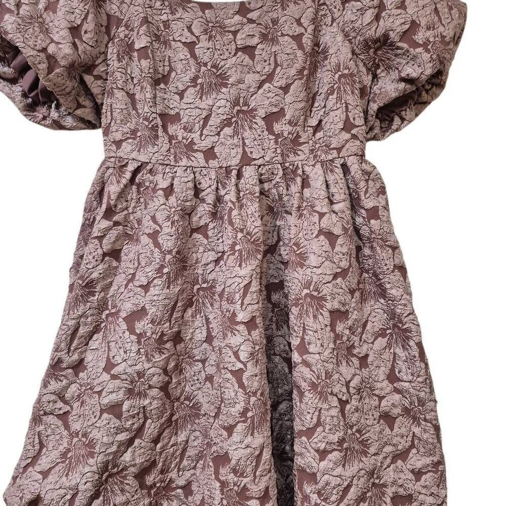 Bohme Women's Mauve Purple Poppies Jacquard Lined Bubble Mini Dress EUC - Picture 5 of 11